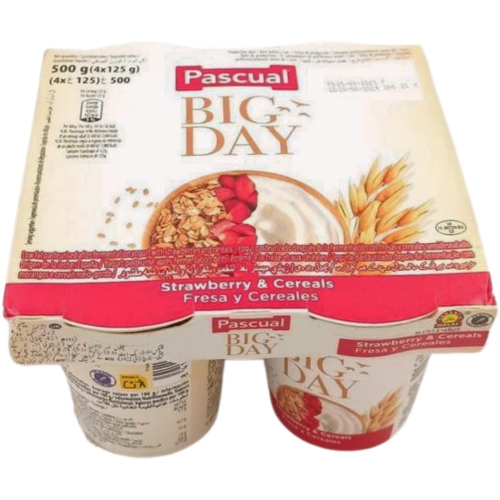 [694926] Pack Yaourt Big Day Fraise et Céréales Pascual 125g 4 unités.