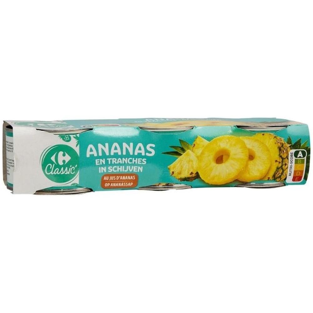 Ananas Tranches au Jus Carrefour Classic 3x225g
