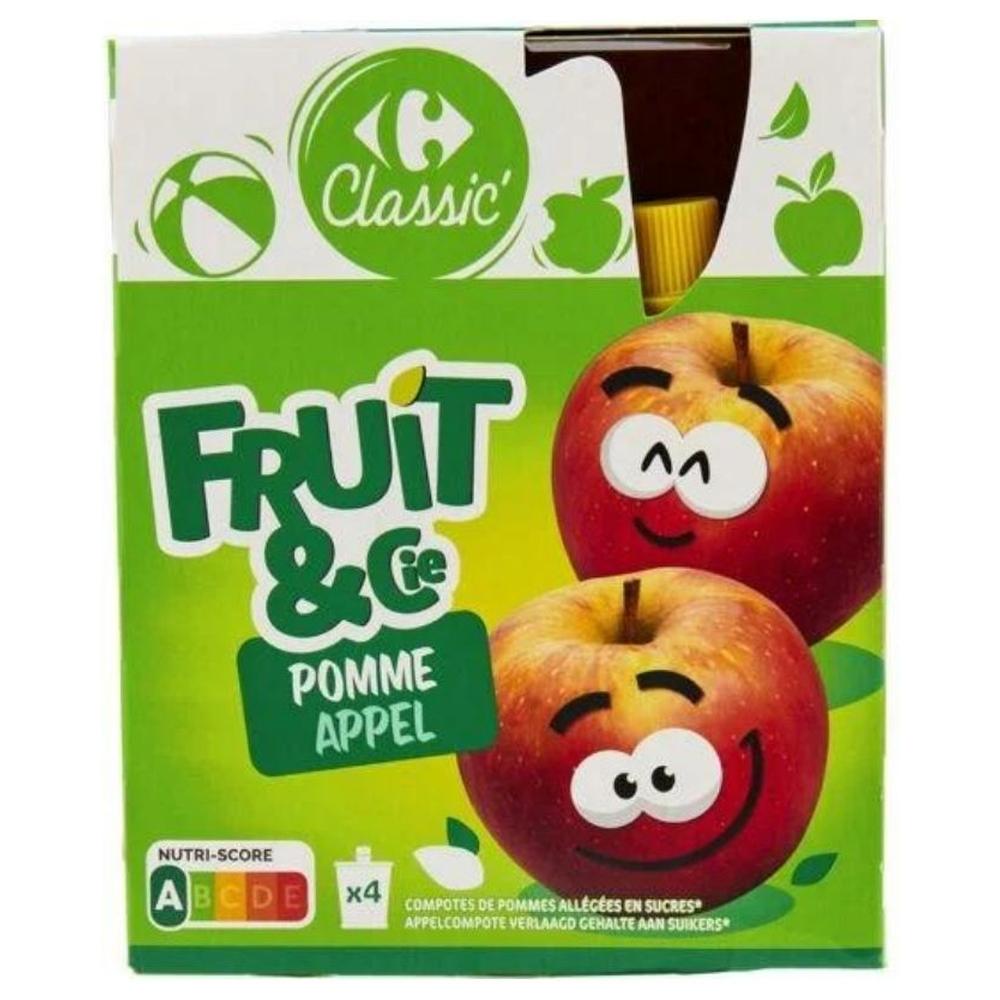 [704834] Compote Pomme Allégée en Sucre Carrefour Classic 4x90g