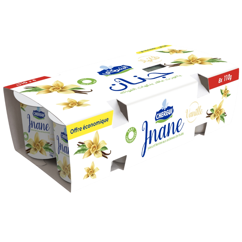 Pack Yaourt à La Cuillère Éco Vanille Jnane Chergui 8 unités 110g