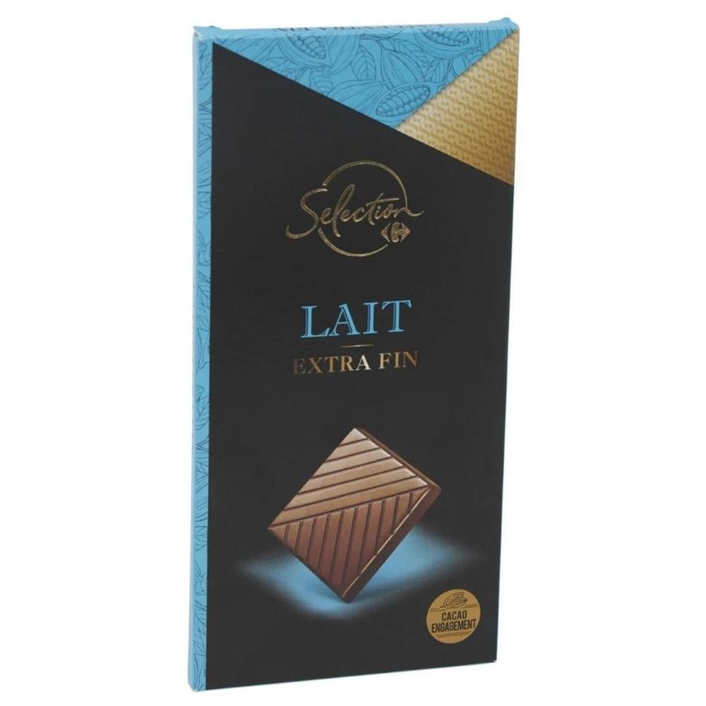 Tablette de chocolat au lait extra fin Carrefour Selection 100g