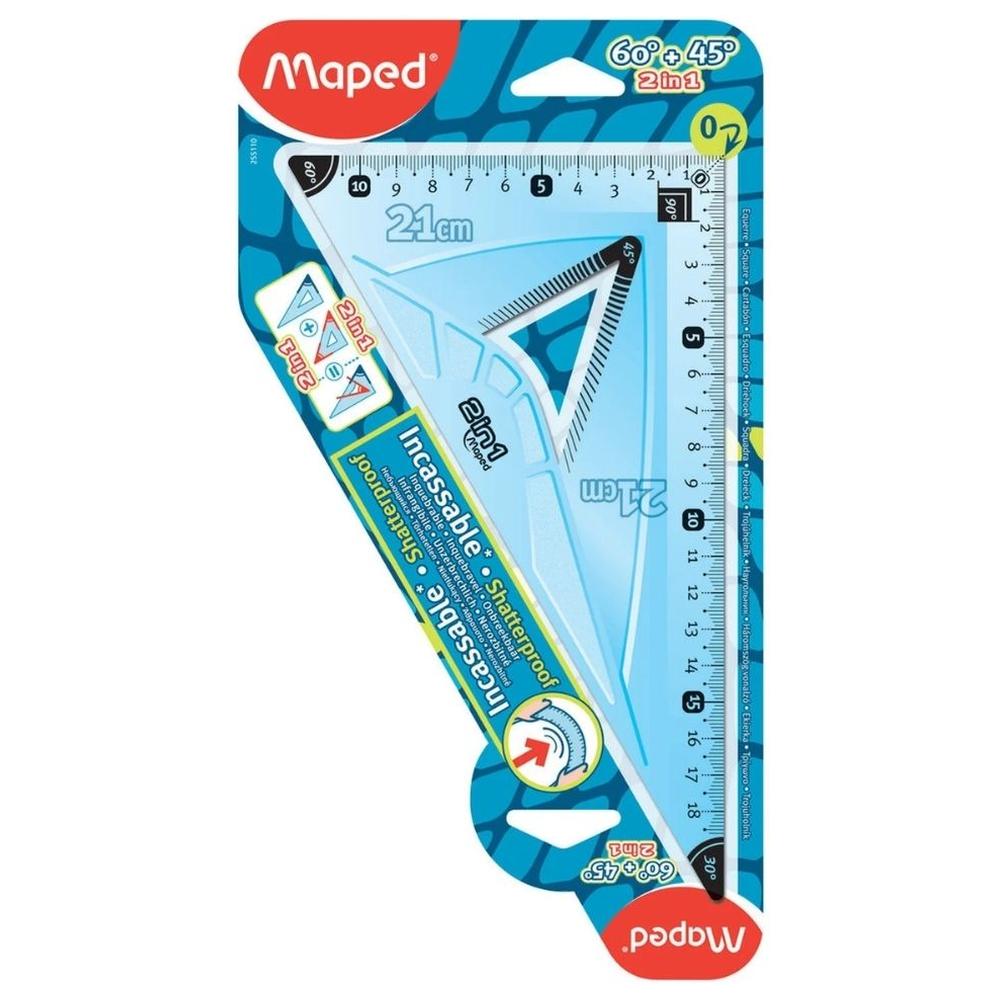 Equerre Incassable et Flexible en Plastique 60°+ 45° 21cm 2en1 Maped