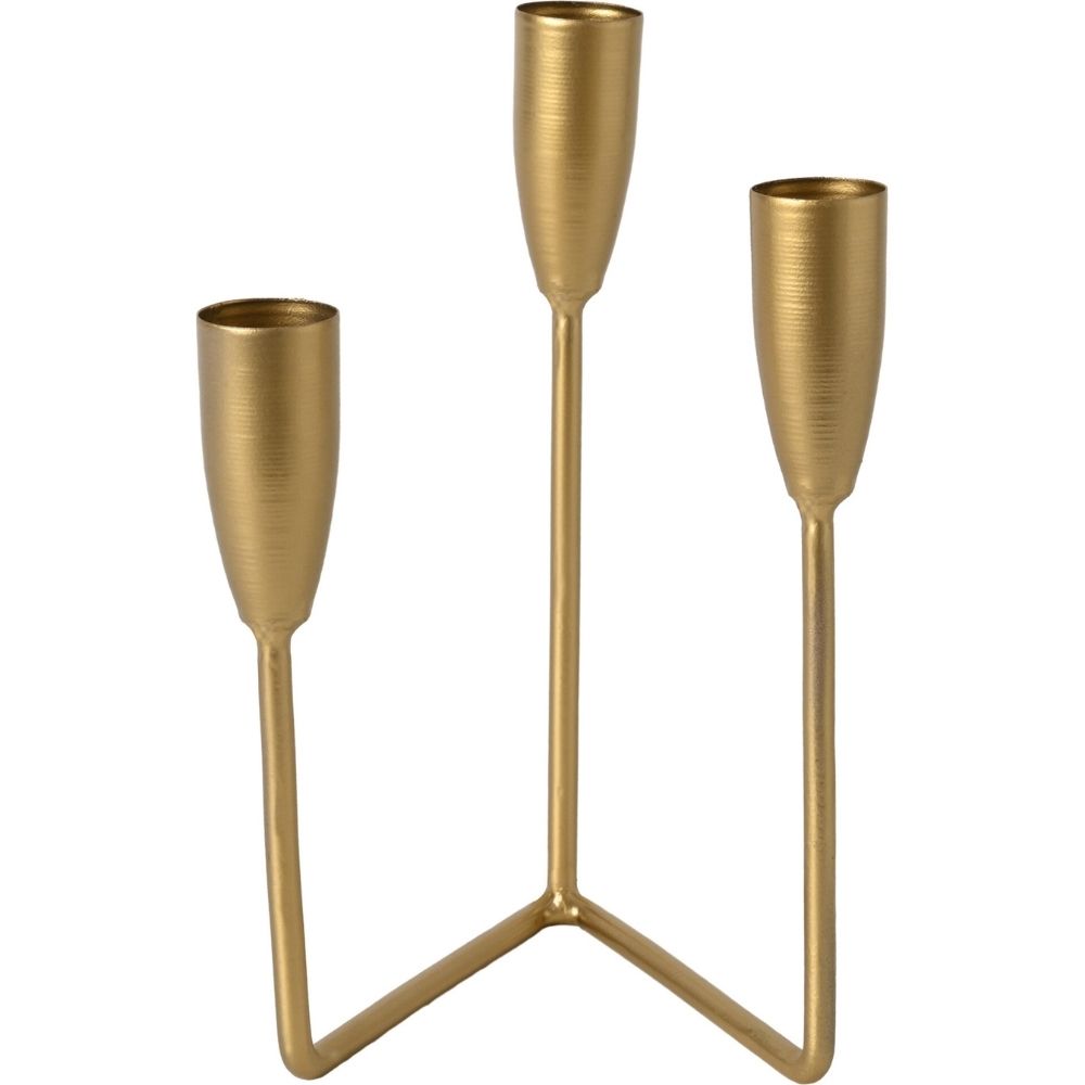 Chandelier en Métal Doré 3 Bougies Kasa 8x26cm