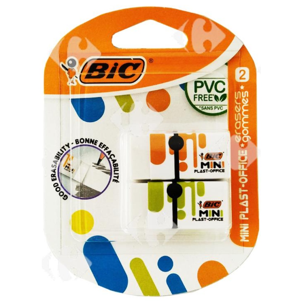[556629] Gomme Mini Plast Office Blanc Bic 2 unités