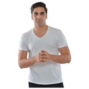 T-shirt Homme à Manches Courtes Col V Blanc - Taille L