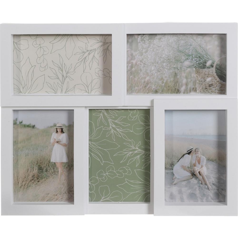 Cadre Photo Blanc Décoratif 5 Photos Kasa 35x29 cm