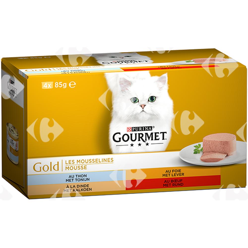 Mousselines pour Chats 4 Saveurs Gold Gourmet 4x85g