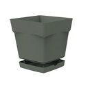 Pot Carré Toscane avec Réserve d'eau taupe 3,4L 18x18cm