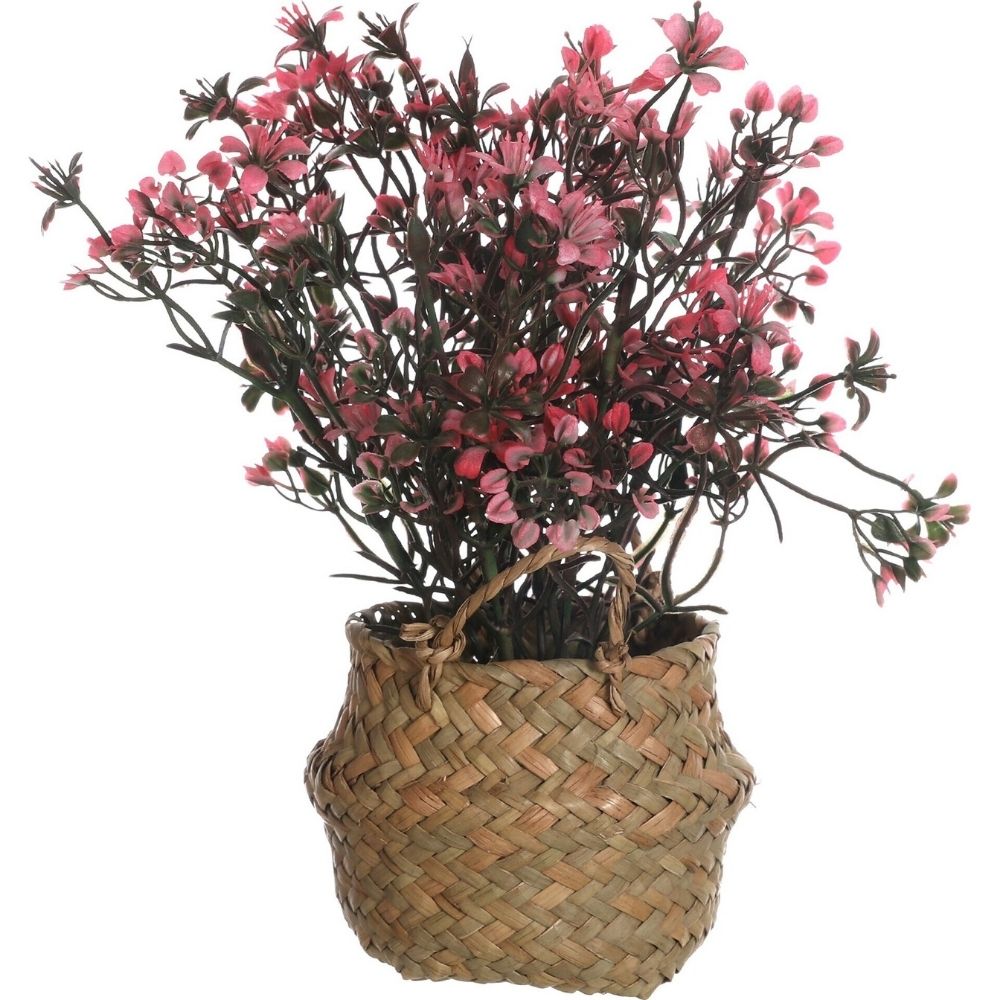 Pot Herbe Marine Fleur Rose Artificielle Kasa 25cm