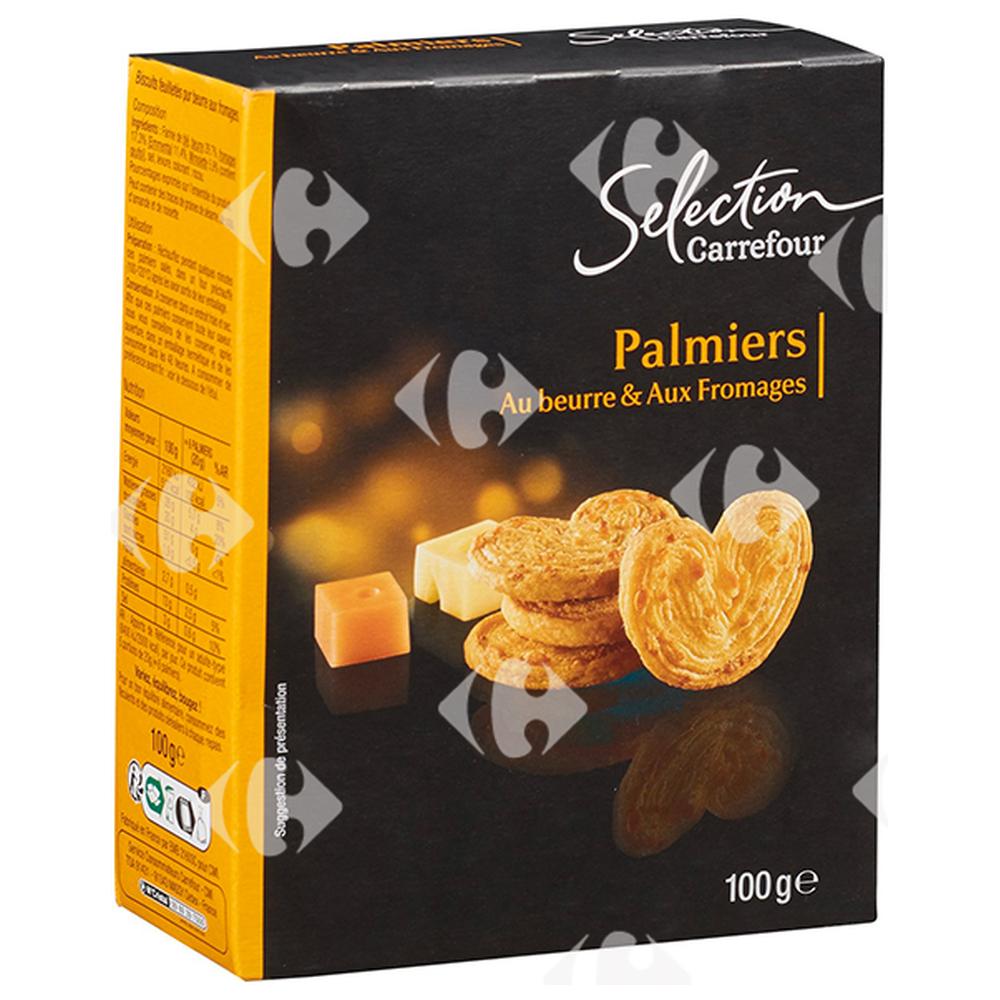 Palmiers Salés au Beurre et aux Fromages Carrefour 100g