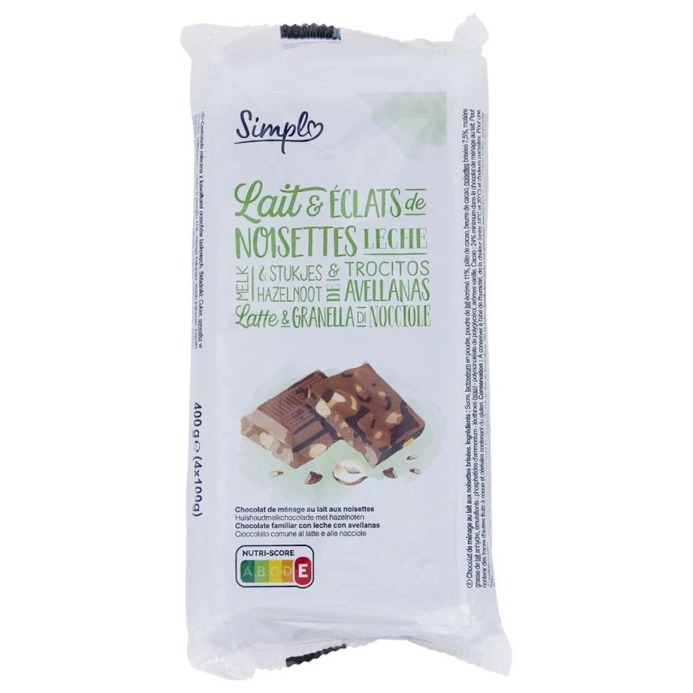 Tablette Chocolat Lait aux Noisettes Carrefour Blanc 100g