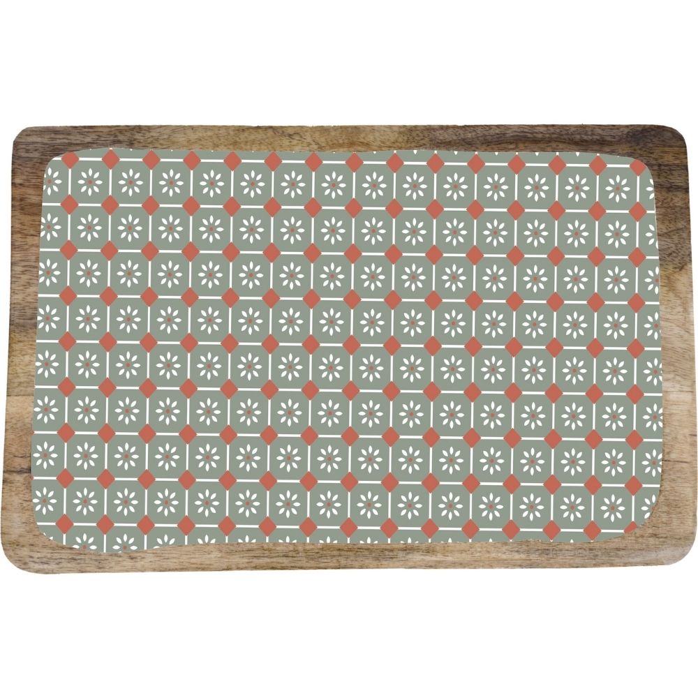 Planche Rectangulaire en Bois Motif Vert Kasa 22x14cm