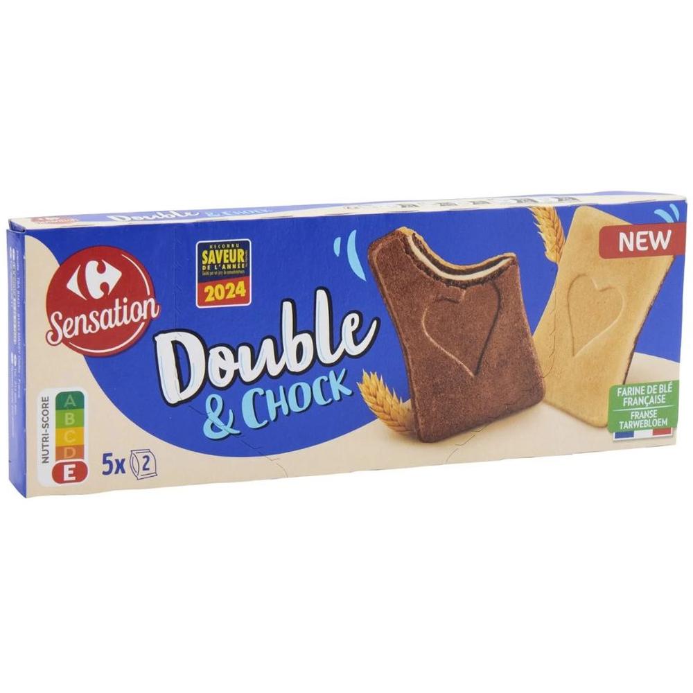 Biscuits Fourrés Double Choco Carrefour 128g