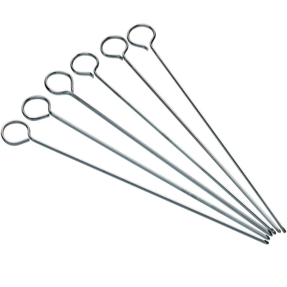 Lot de 6 Piques à Brochettes Métal Inox30cm