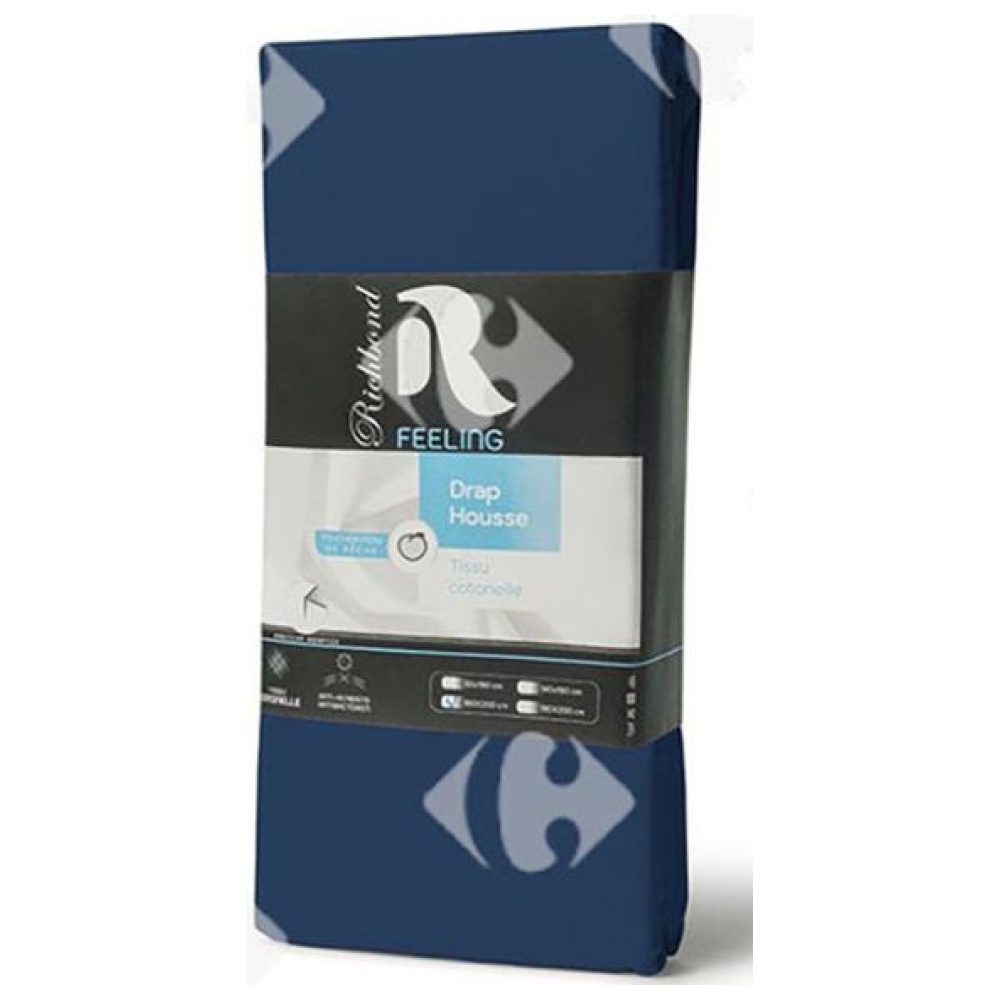 [685025] Drap Housse en Microfibre Bleu Nuit 100% Cotonelle Richbond 90x190cm.