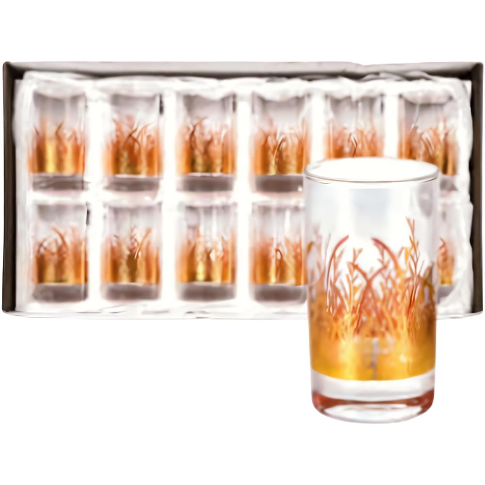 Verre à Thé Doré avec Motif de Feuille Island 15cl 12 pièces.