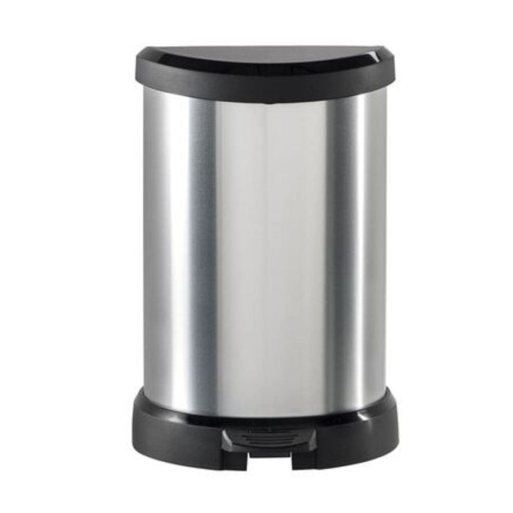 Poubelle à Pédale Deco Argenté Curver 15L