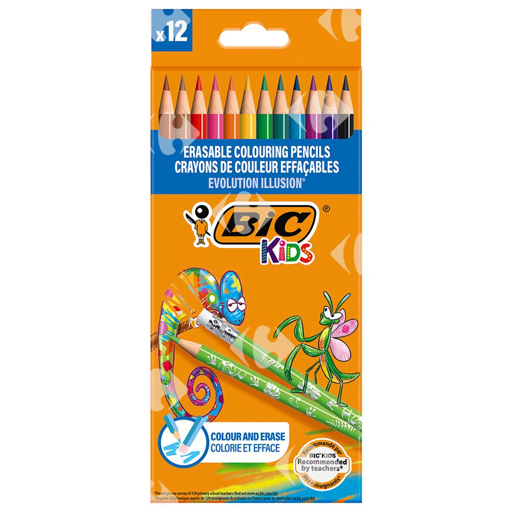 [667510] Crayons de Couleur Effaçables Evolution Illusion BIC 12 unités