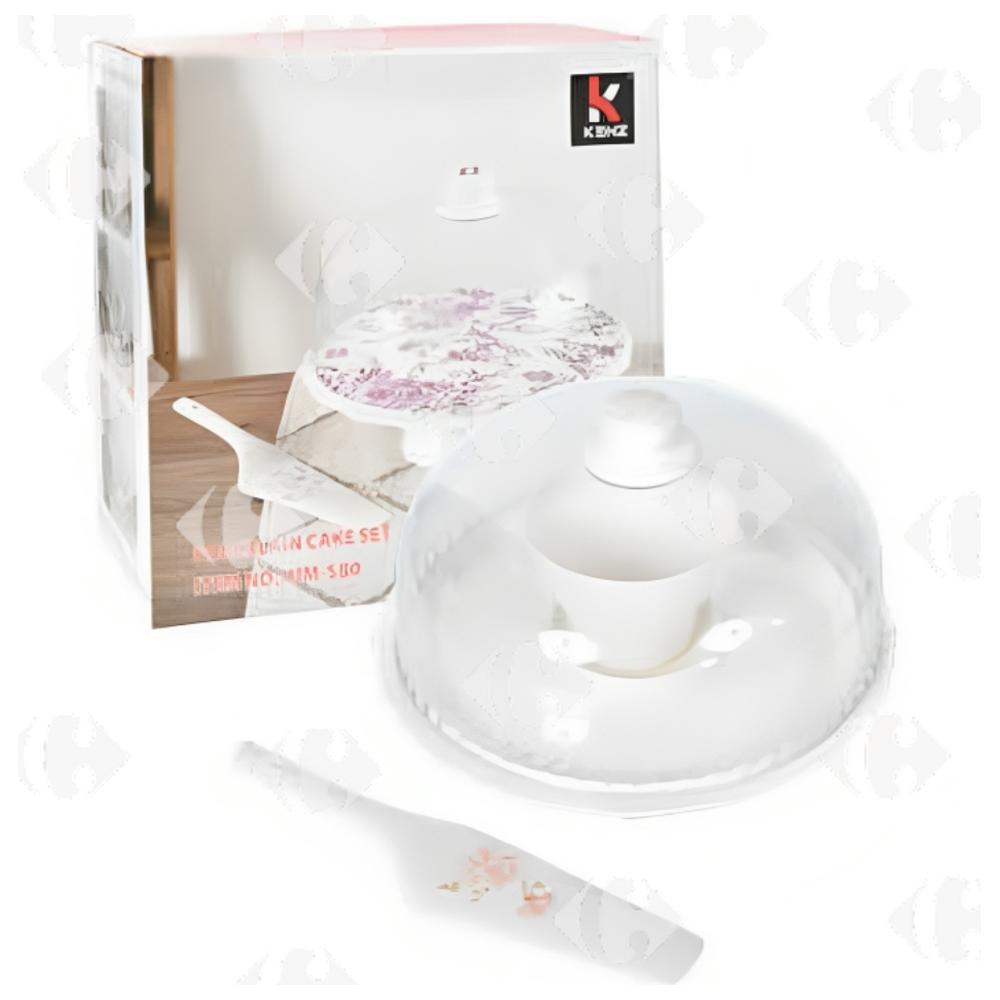 Porte-gâteaux à Pied en Porcelaine avec Pelle et Cloche 28cm