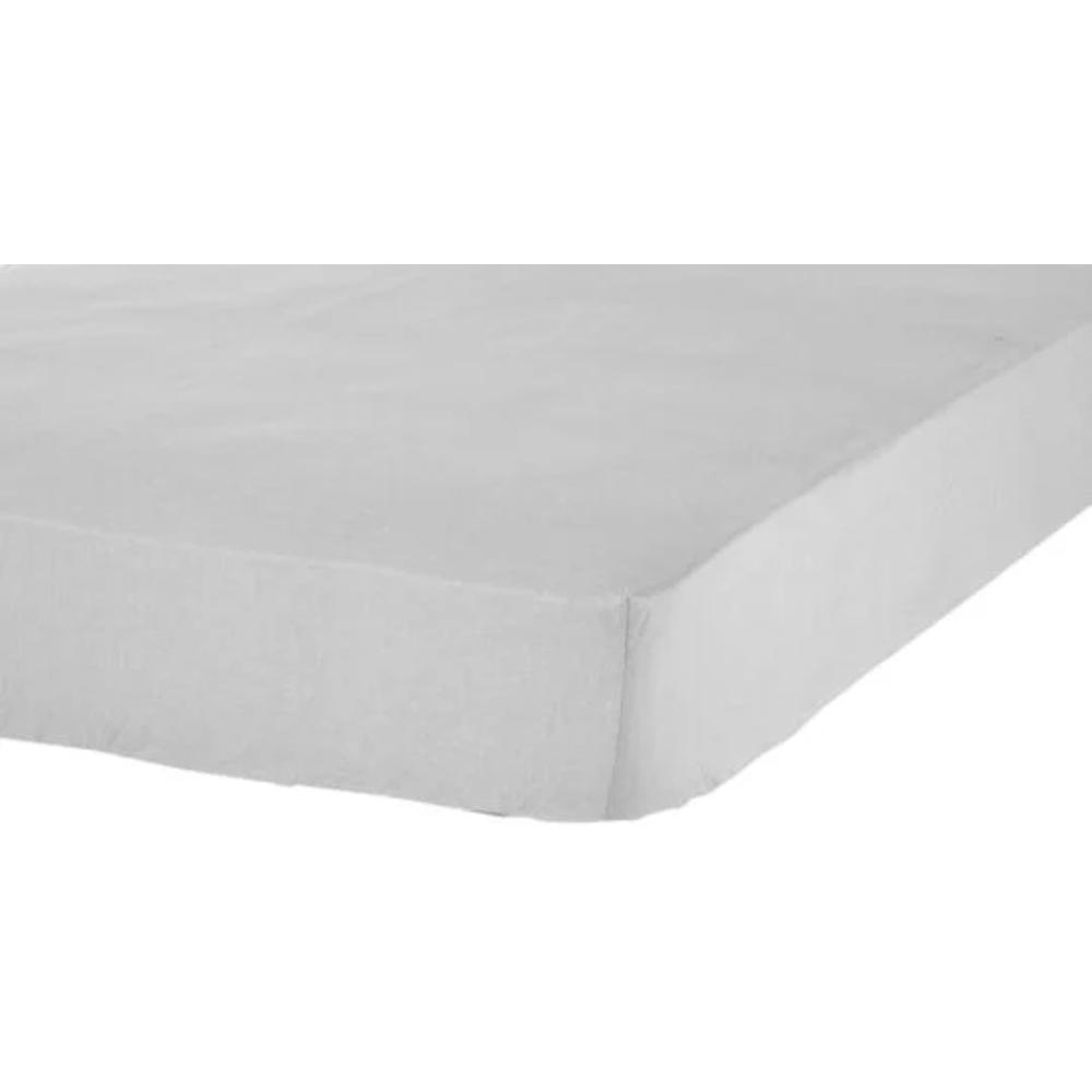 [651537] Drap Housse Gris Clair 100% Coton Tex Home 160x200cm