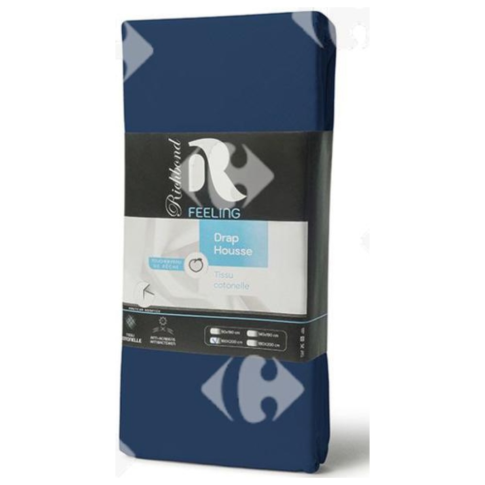 [685041] Drap Housse en Microfibre Bleu Nuit 100% Cotonelle Richbond 160x200cm.