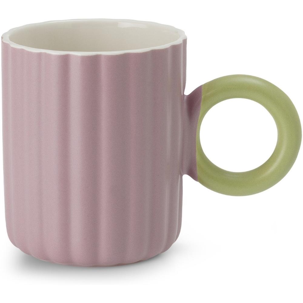 Mug Porcelaine Lilas avec Manche Anneau Vert Kasa 38 cl