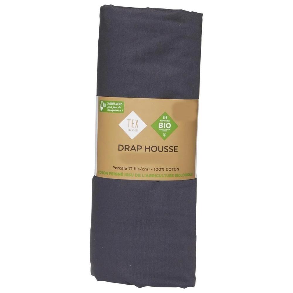 [703344] Drap Housse Gris Tex home 180x200 cm