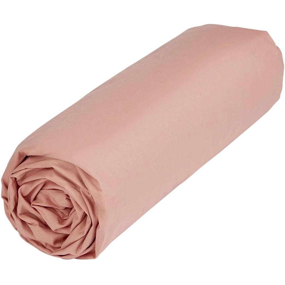 [651534] Drap Housse Rose Doux Tex Home 140x200cm.
