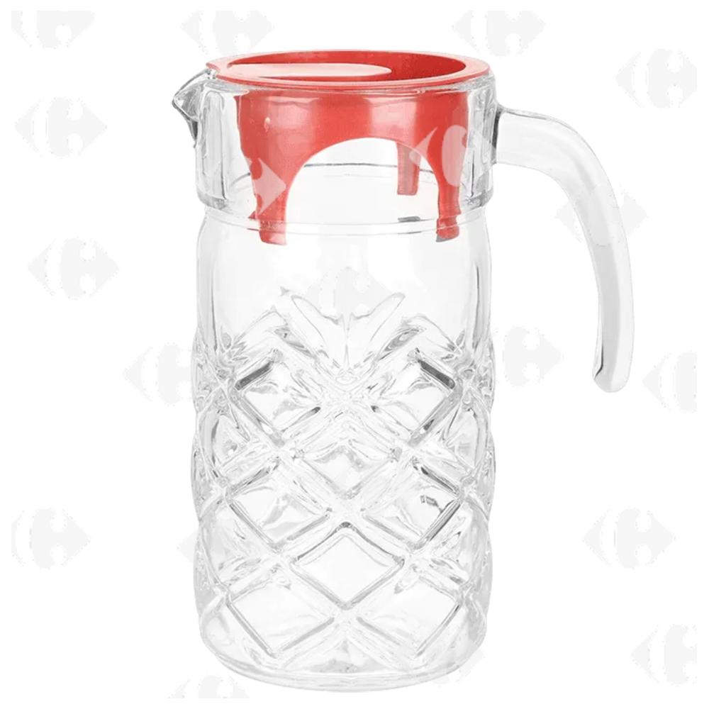 Carafe en verre gravé avec couvercle 1,3L.