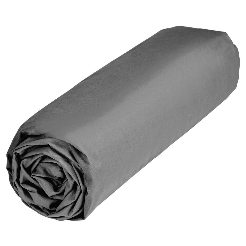 [717251] Drap Housse Gris Foncé Polycoton Recyclé Tex Home 90x200 cm