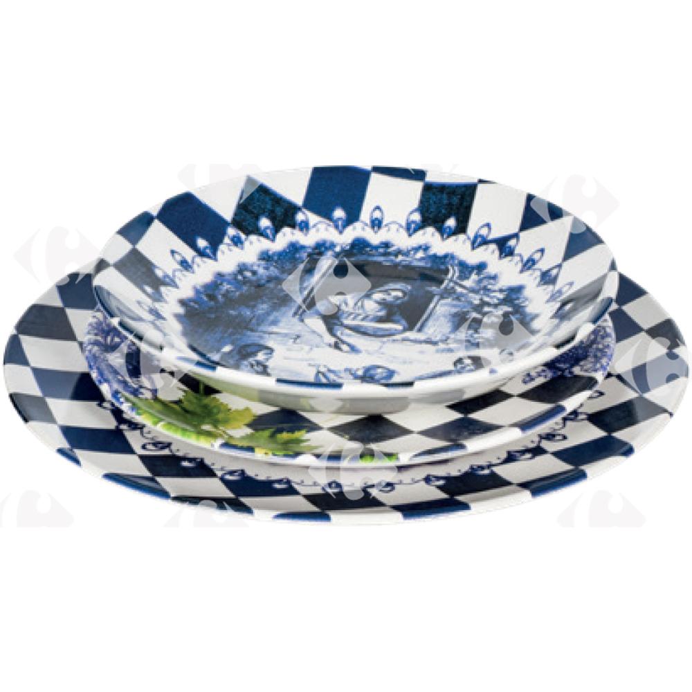[695568] Assiette Plate à Carreaux Royaux