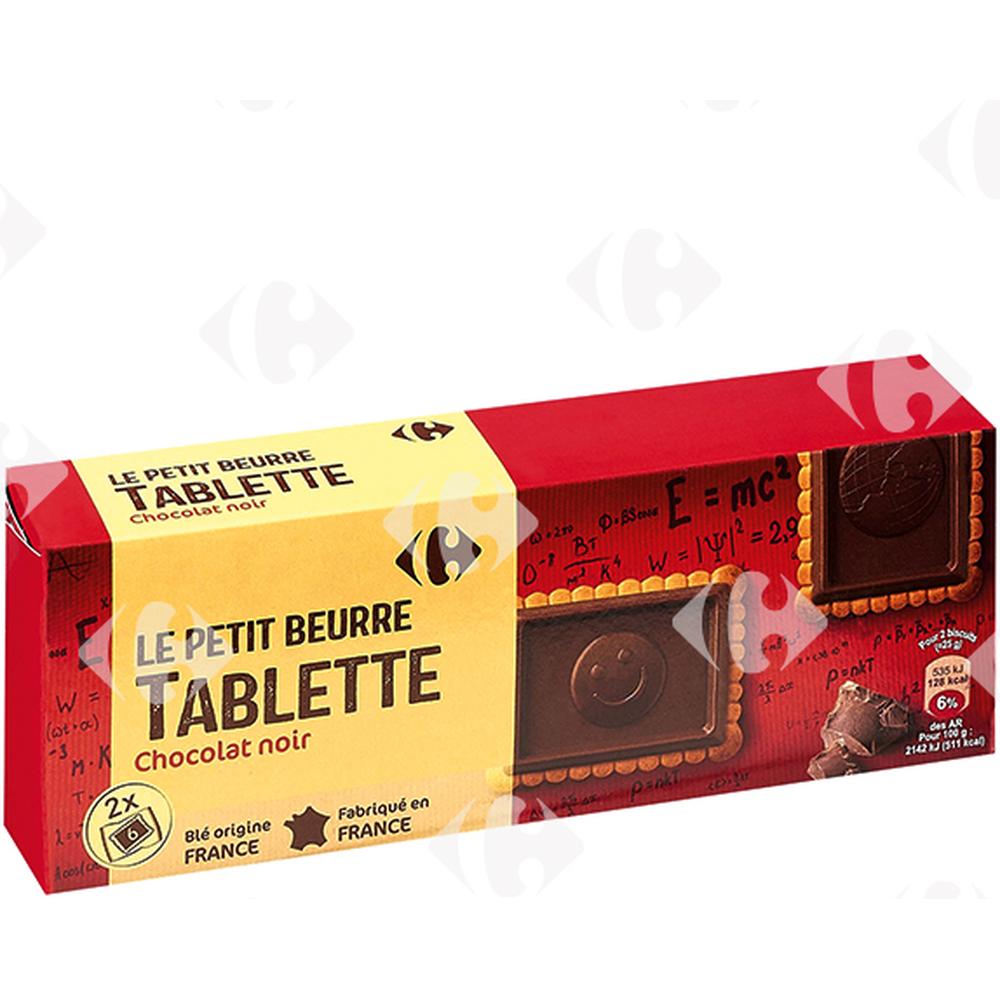 Biscuits Petit Beurre Tablette Chocolat Noir Carrefour 150g