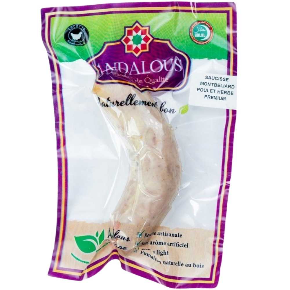 [706465] Saucisse Montbéliarde aux Fines Herbes Fumée - Charcuterie - Andalous 130g