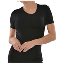 T-shirt Femme à Manches Courtes Col Rond avec Dentelle Noir - Taille S