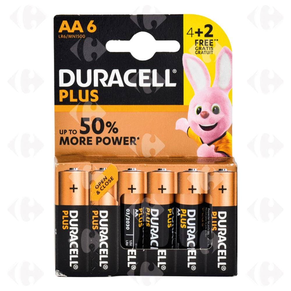 [575596] Pack de piles AA Plus Power Duracell 6 unités.