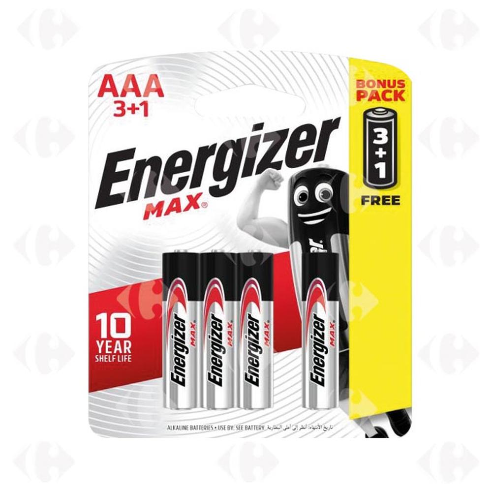 Pack de piles Max AAA E92 Energizer 4 unités.