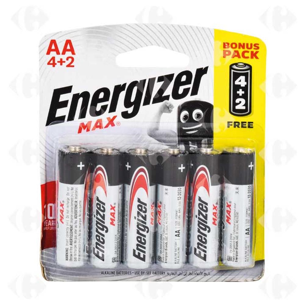 [609365] Piles AA Max Energizer 6 unités.