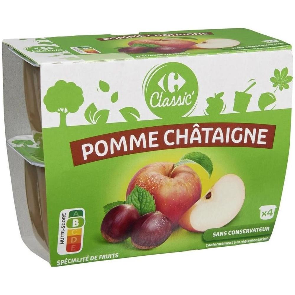 Compote Pommes Châtaigne Carrefour Classic 4x100g
