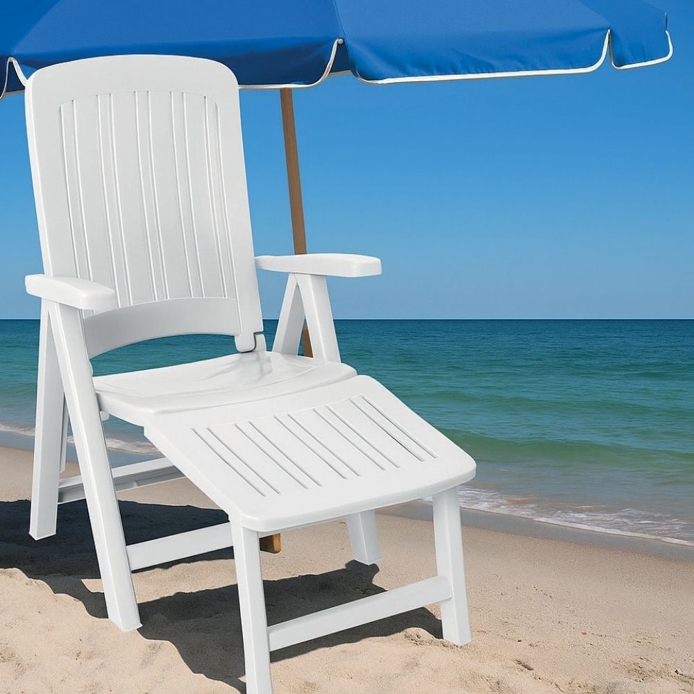 [727691] Chaise Longue 5 Position Relax avec Repose Pied