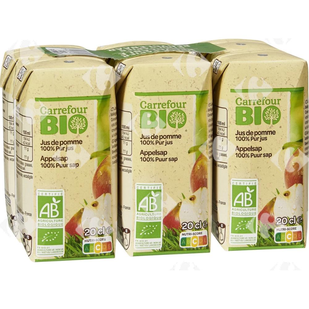 Jus de Pomme Bio 100% Pur Jus Carrefour Bio 6x20cl