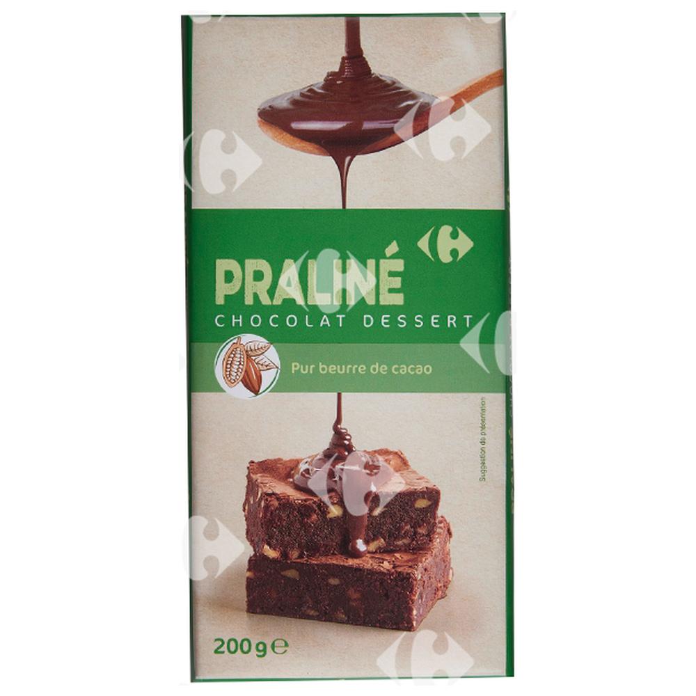 [553176] Tablette Chocolat Dessert Praliné Carrefour 200g