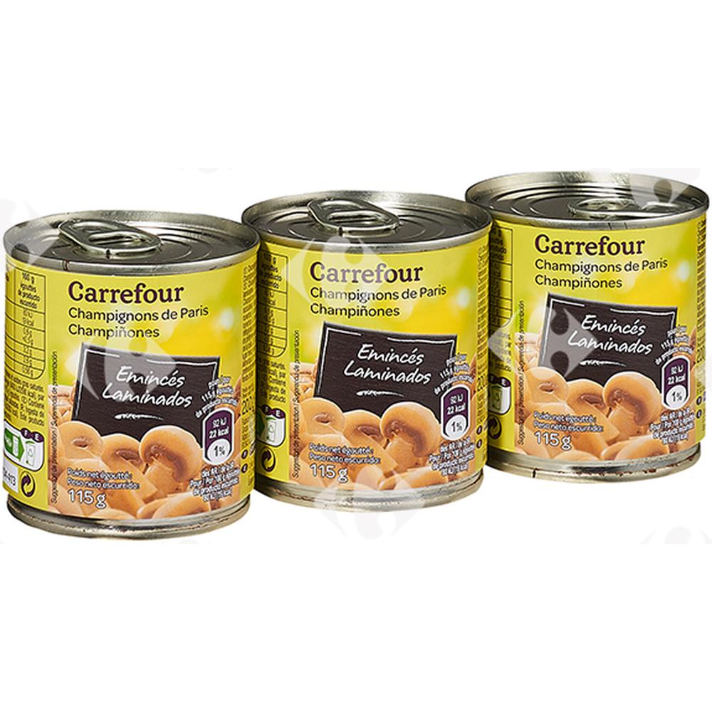 Pack de 3 Conserves de Champignons Émincés Carrefour 3x200ml