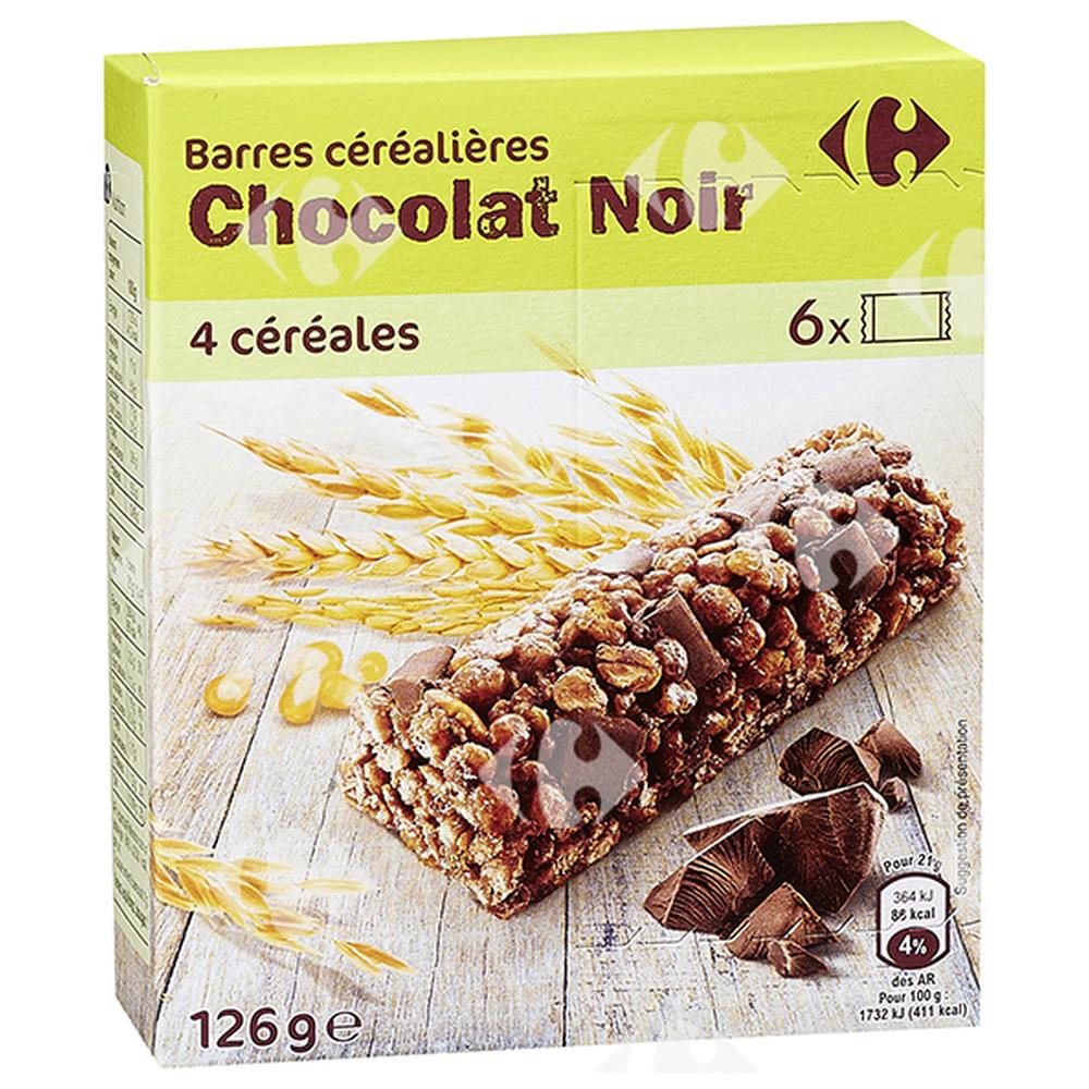 Barres de Céréales au Chocolat Noir Carrefour 125g