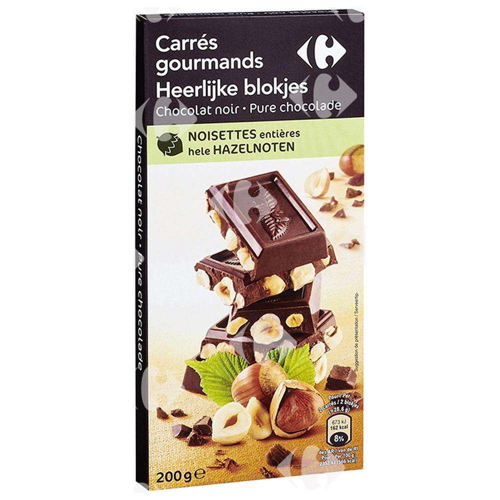 Tablette de Chocolat Noir Aux Noisettes Carrefour 200g