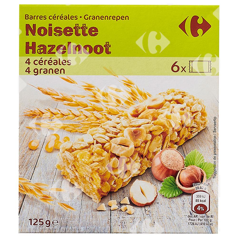 Barres de Céréales aux Noisettes Carrefour 125g