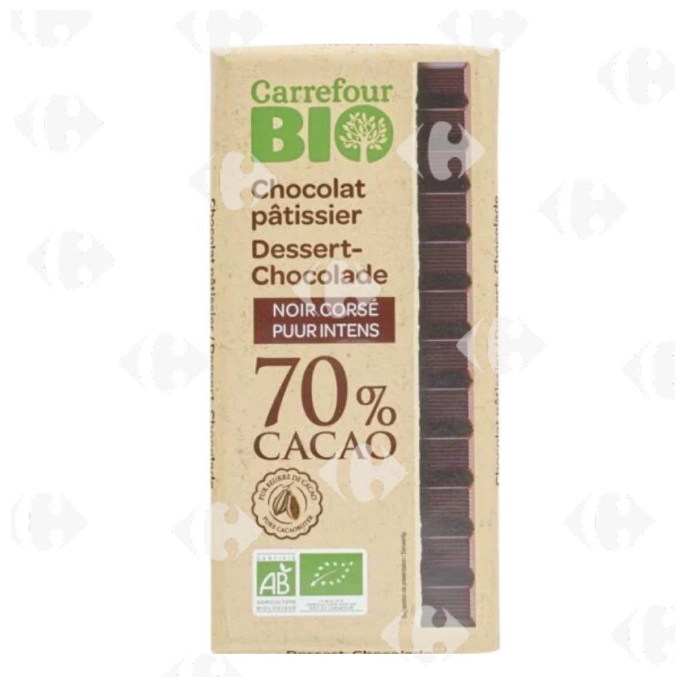 Chocolat Noir Bio Pâtissier 70% Cacao Corsé Carrefour Bio 200g
