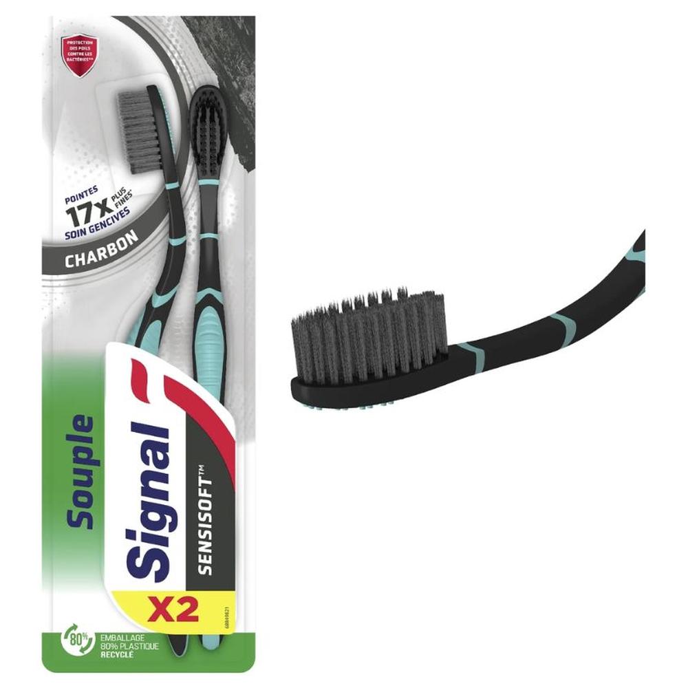 Brosse à Dents Sensisoft Charbon Signal 2 unités