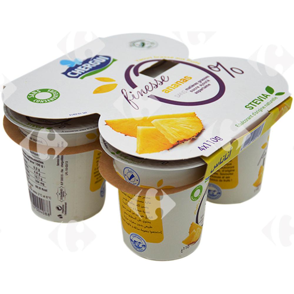 Pack Yaourt Brassé Ananas 0% Finesse Chergui 4x110g