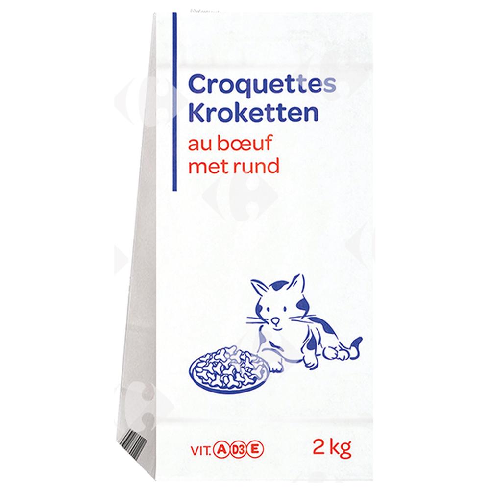 [423270] Croquettes au Bœuf pour Chats Carrefour Blanc 2kg