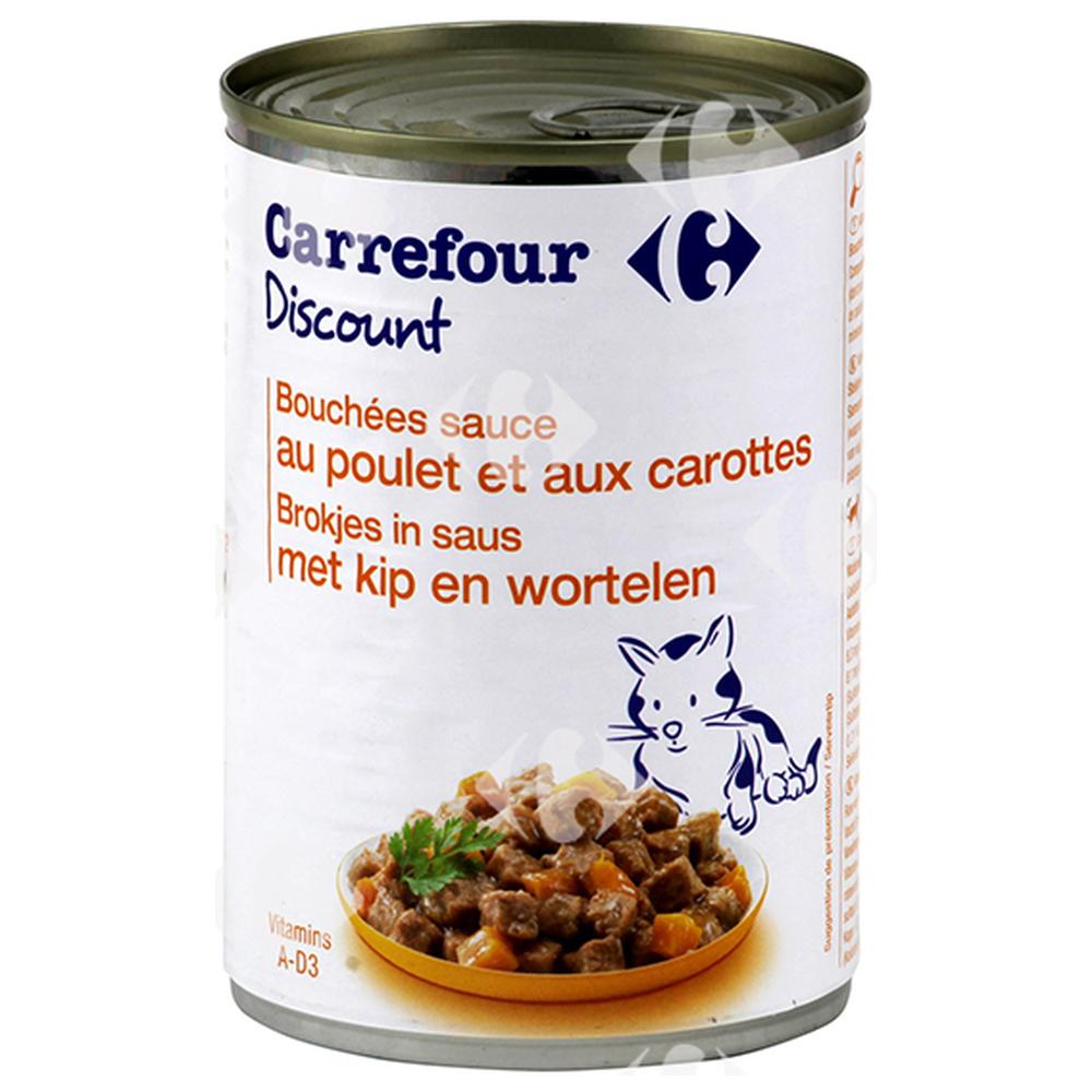 [231226] Pâtée au Poulet et Carottes pour Chats Carrefour Blanc 400g